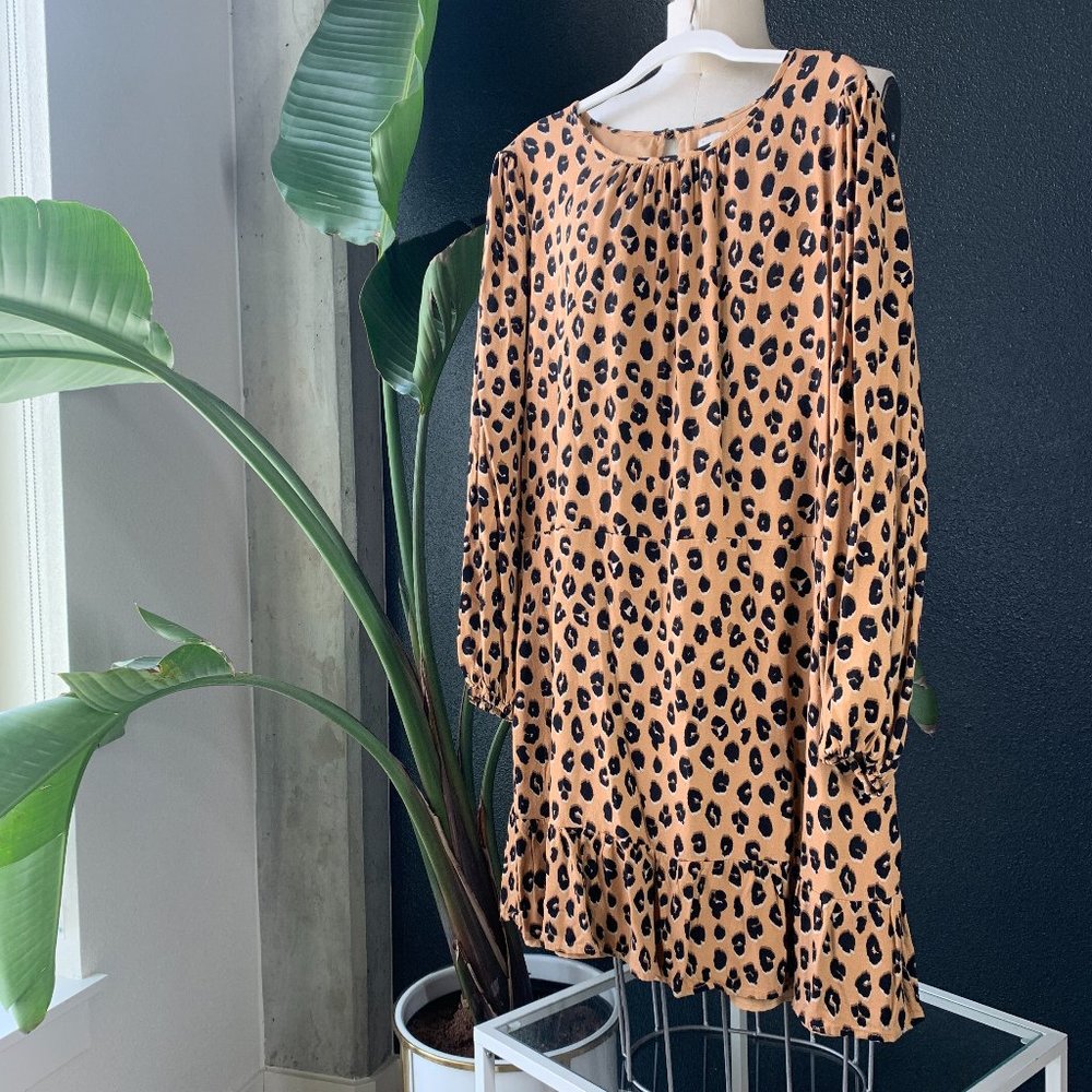 A New Day Leopard Print Long Sleeve Dress
